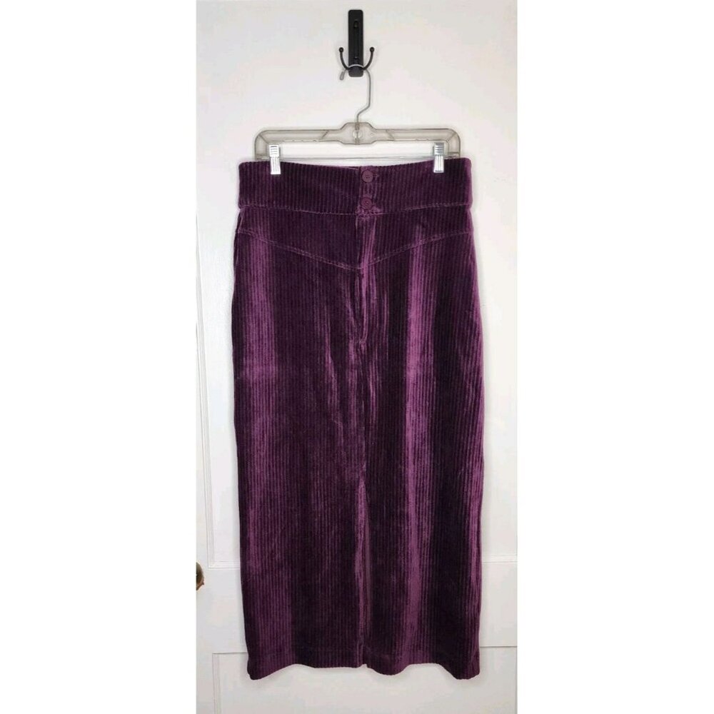 NWT Free People NWT Roxy Ribbed Maxi Pencil Skirt Sz Large Zip Front Purple Soft